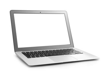 beyaz arkaplanda modern dizüstü bilgisayar