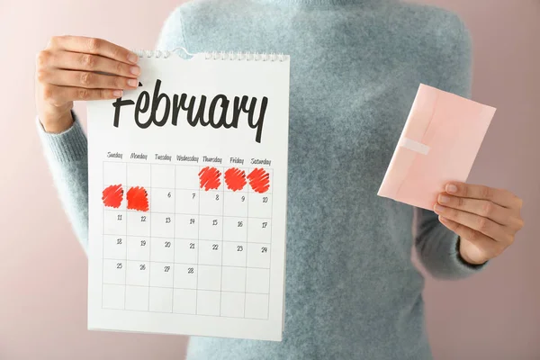 Ženy Menstruační Pad Kalendář Barvu Pozadí — Stock fotografie