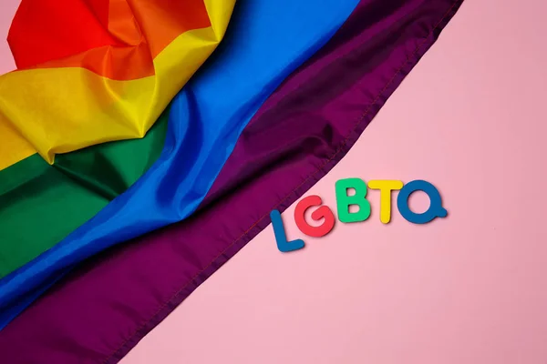 Tęczowa Flaga Skrótem Lgbtq Kolor Tła — Zdjęcie stockowe