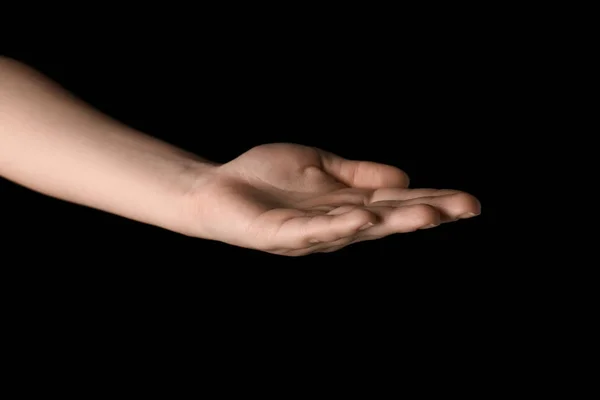 Mano Femenina Sobre Fondo Oscuro —  Fotos de Stock