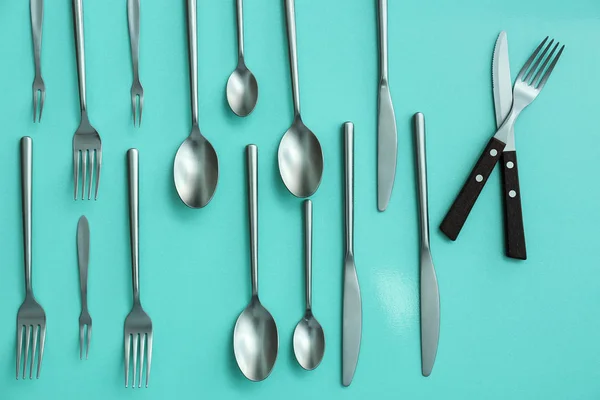 Set Cutlery Color Background — Stock Photo, Image