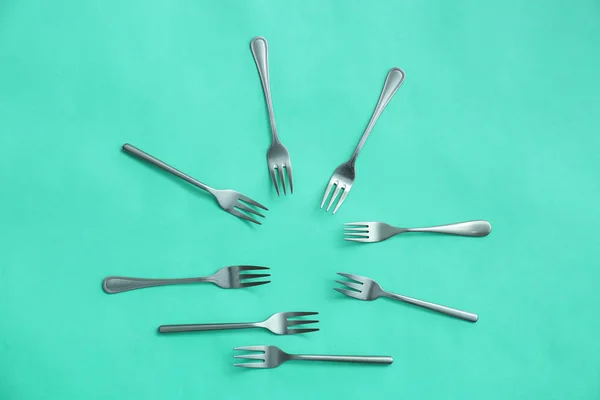 Készlet Ból Forks Színes Háttérrel — Stock Fotó