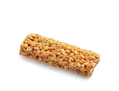 Beyaz zemin üzerine lezzetli granola bar
