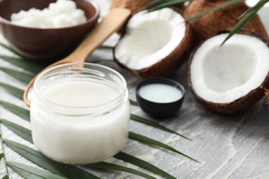 Hindistan cevizi yağı tablo ile jar