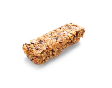 Beyaz zemin üzerine lezzetli granola bar