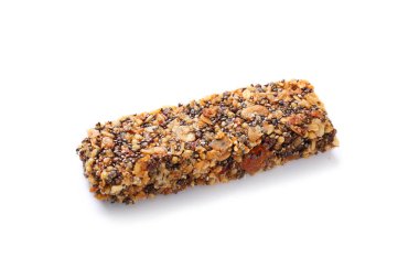 Beyaz zemin üzerine lezzetli granola bar