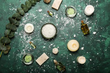 Renk arkaplanındaki güzel spa kompozisyonu