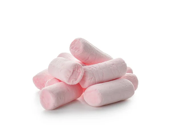 Smaklig Marshmallows Vit Bakgrund — Stockfoto