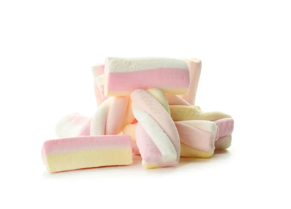 Smaklig Marshmallows Vit Bakgrund — Stockfoto