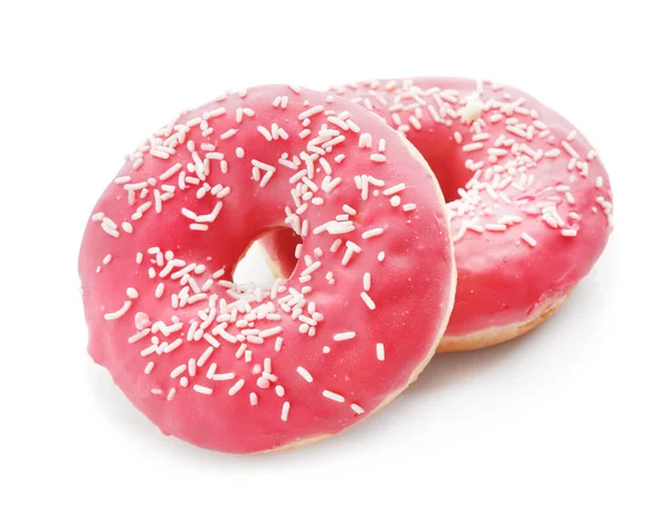 Leckere Donuts Auf Weißem Hintergrund — Stockfoto