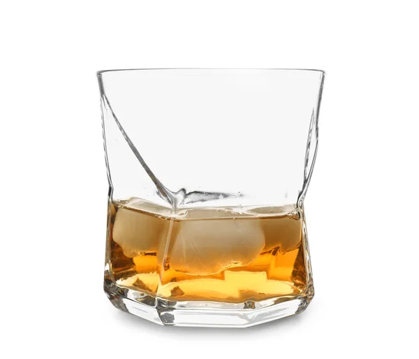 Glass Whiskey White Background — Stock Photo, Image