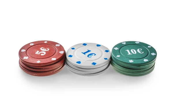 Zseton Póker Játék Fehér Háttér — Stock Fotó