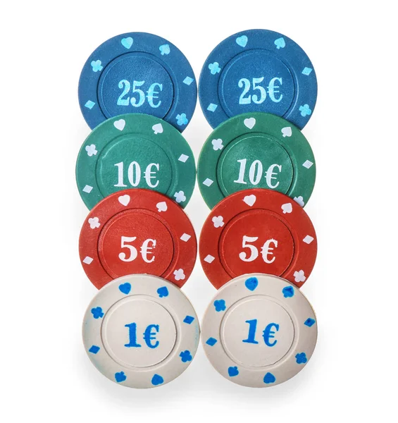 Chips Poker Game White Background — Stock Photo, Image