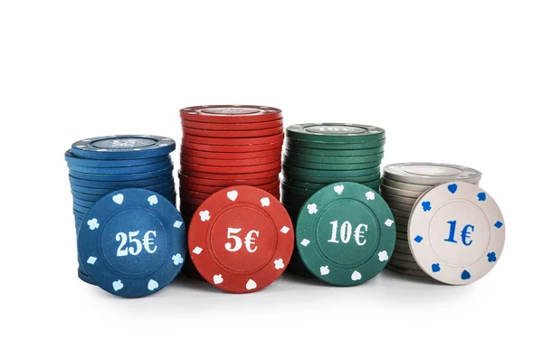 Žetony Poker Hru Bílém Pozadí — Stock fotografie