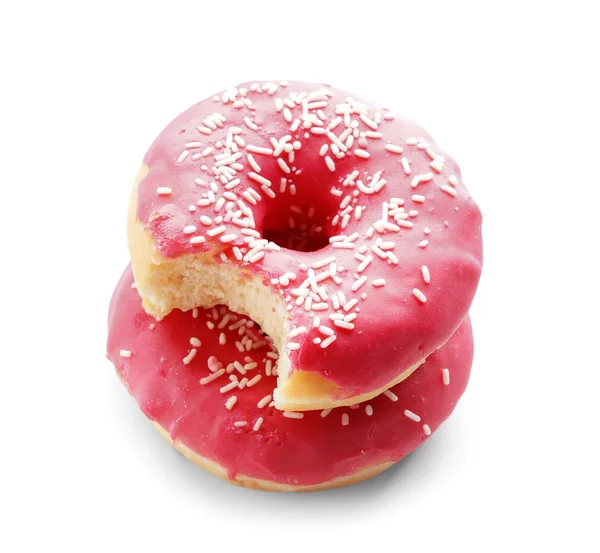 Leckere Donuts Auf Weißem Hintergrund — Stockfoto