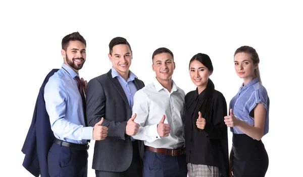 Young People Showing Thumb Gesture White Background — Stock Photo, Image