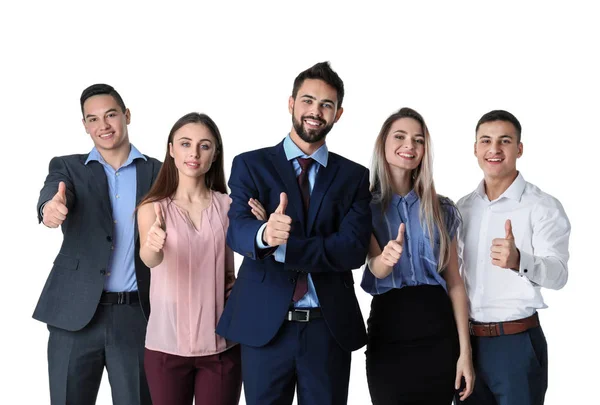 Jongeren Weergegeven Duim Gebaar Witte Achtergrond — Stockfoto