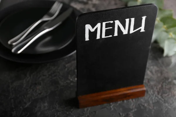 Menu Desky Šedý Stůl — Stock fotografie