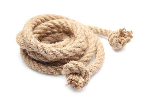 Прокатана Мотузка Білому Тлі — стокове фото
