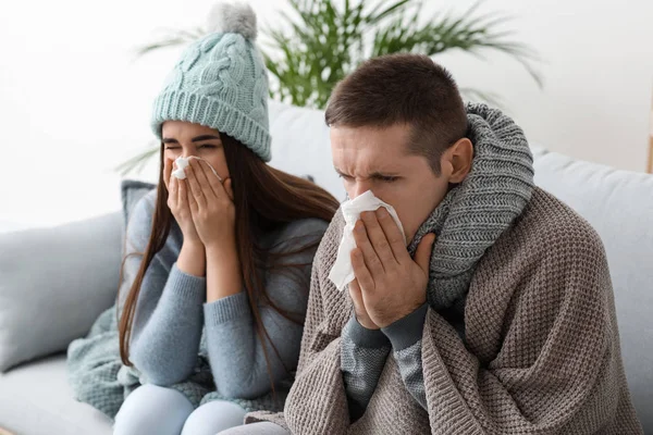 Couple ill with flu at home