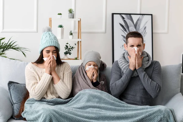 Family Ill Flu Home — Stock Photo, Image
