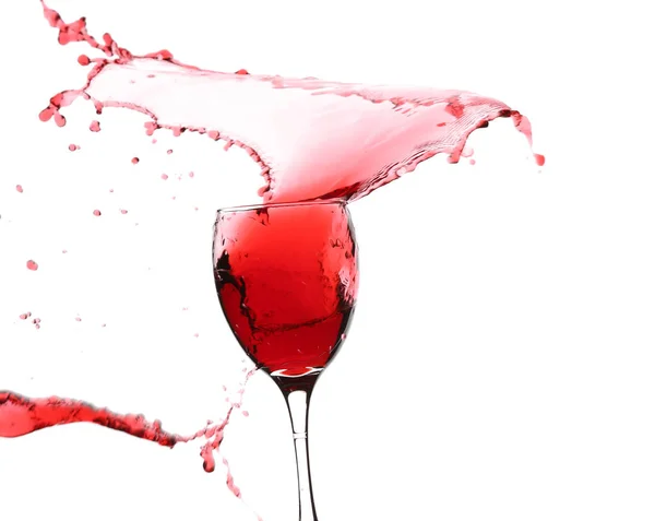 Γυαλί Κόκκινο Πιτσίλισμα Κρασί Λευκό Φόντο — Φωτογραφία Αρχείου