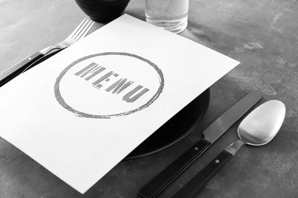 Menù Sul Tavolo Servito Nel Ristorante — Foto Stock