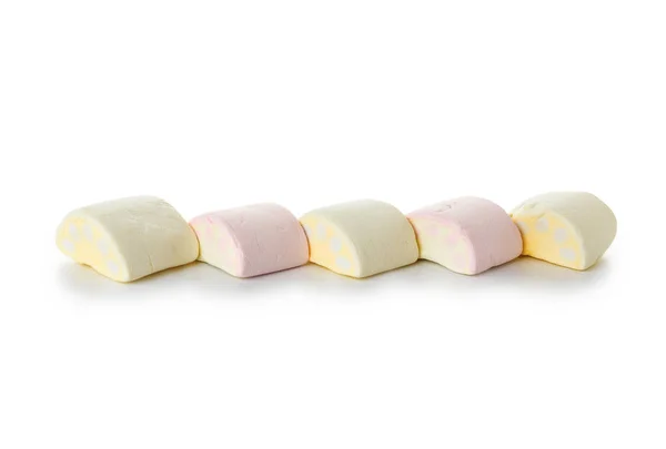 Marshmallows Saborosos Fundo Branco — Fotografia de Stock