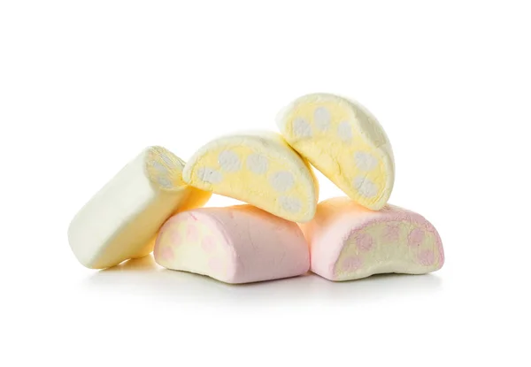 Marshmallows Saborosos Fundo Branco — Fotografia de Stock