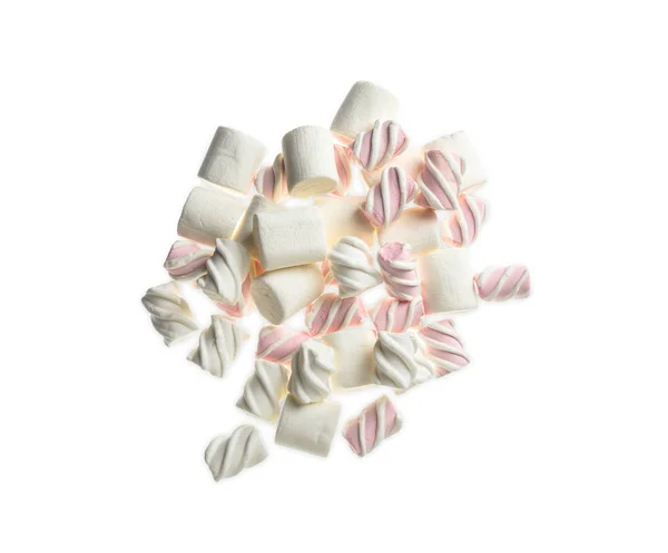 Marshmallows Saborosos Fundo Branco — Fotografia de Stock