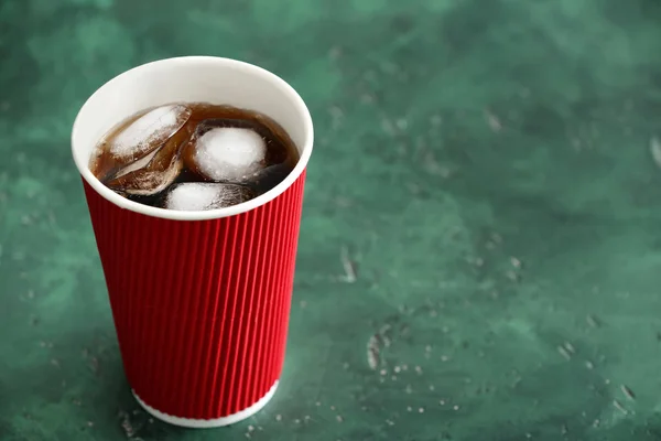 Paper Cup Tasty Soda Color Table — Stock Photo, Image