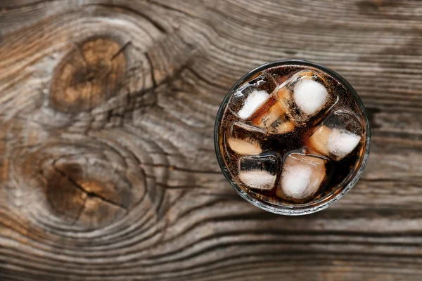 Glass Soda Ice Wooden Table — Stock Photo, Image