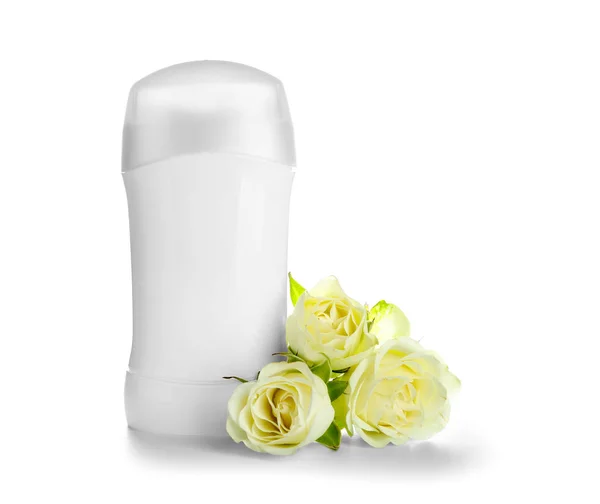 Deodorant Flowers White Background — Stock Photo, Image