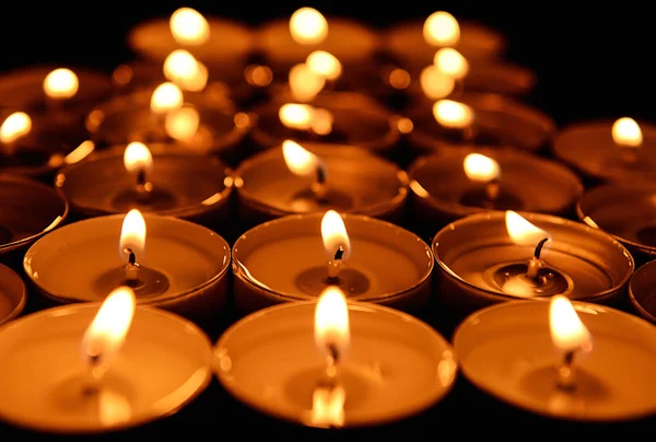 Beautiful Burning Candles Closeup — Stock Photo, Image