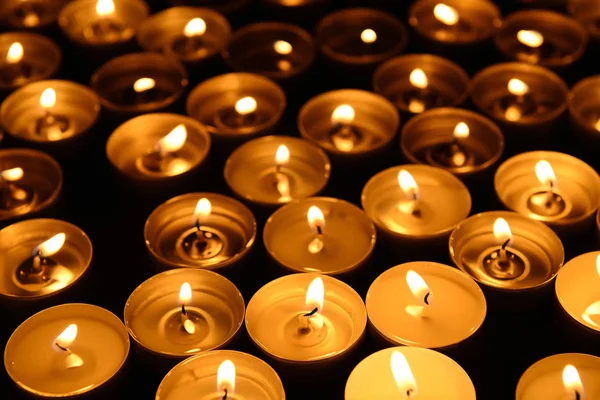 Beautiful Burning Candles Dark Background — Stock Photo, Image