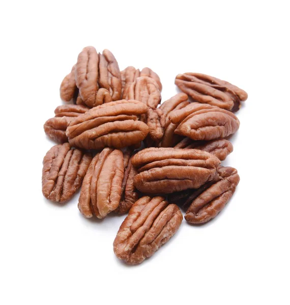 Orzechy Pecan Białym Tle — Zdjęcie stockowe