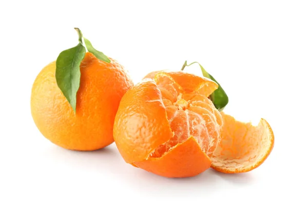 Tasty Juicy Tangerines White Background — Stock Photo, Image