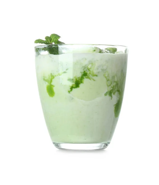 Glass Tasty Milkshake White Background — Stock Photo, Image