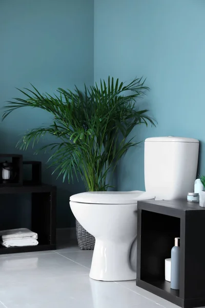Modern Interior Restroom Ceramic Toilet Bowl — Stock Photo, Image