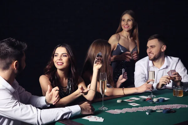 Group People Playing Poker Casino — Stock Photo, Image
