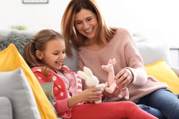 Happy Mother Daughter Playing Home — Stock Photo, Image