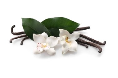 Aromatik vanilya beyaz arka plan üzerinde sopa