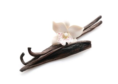 Aromatik vanilya beyaz arka plan üzerinde sopa