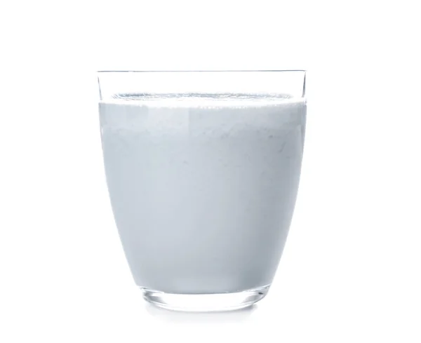 Стакан Вкусного Молочного Коктейля Белом Фоне — стоковое фото