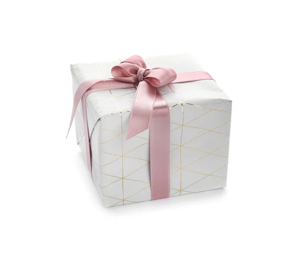 Святкова Подарункова Коробка Білому Тлі — стокове фото