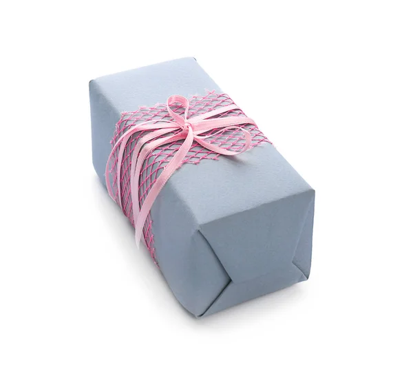 Festive Gift Box White Background — Stock Photo, Image