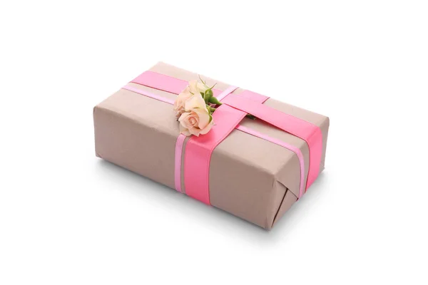 Festive Gift Box White Background — Stock Photo, Image