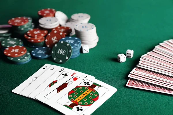 Chips Cards Table Casino — Stock Photo, Image