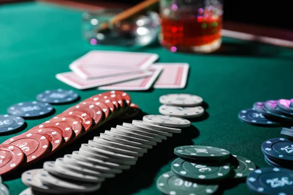 Chips Cards Table Casino — Stock Photo, Image