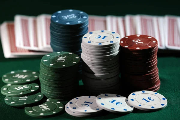 Chips Cards Table Casino — Stock Photo, Image